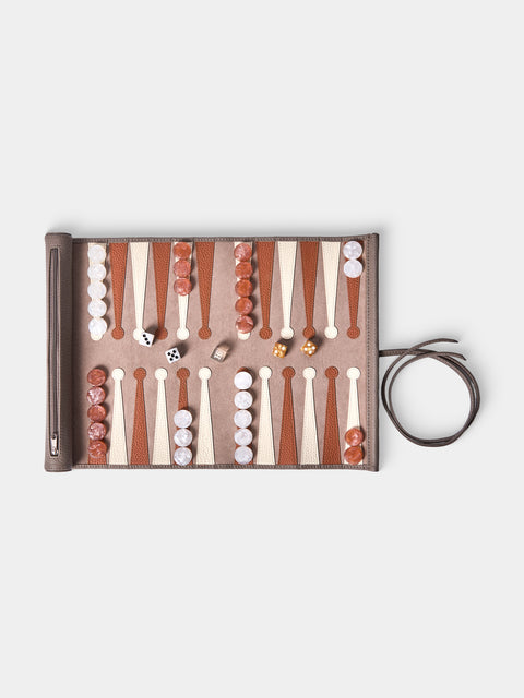 Belotier - Leather Travel Backgammon Set - Brown - ABASK - 