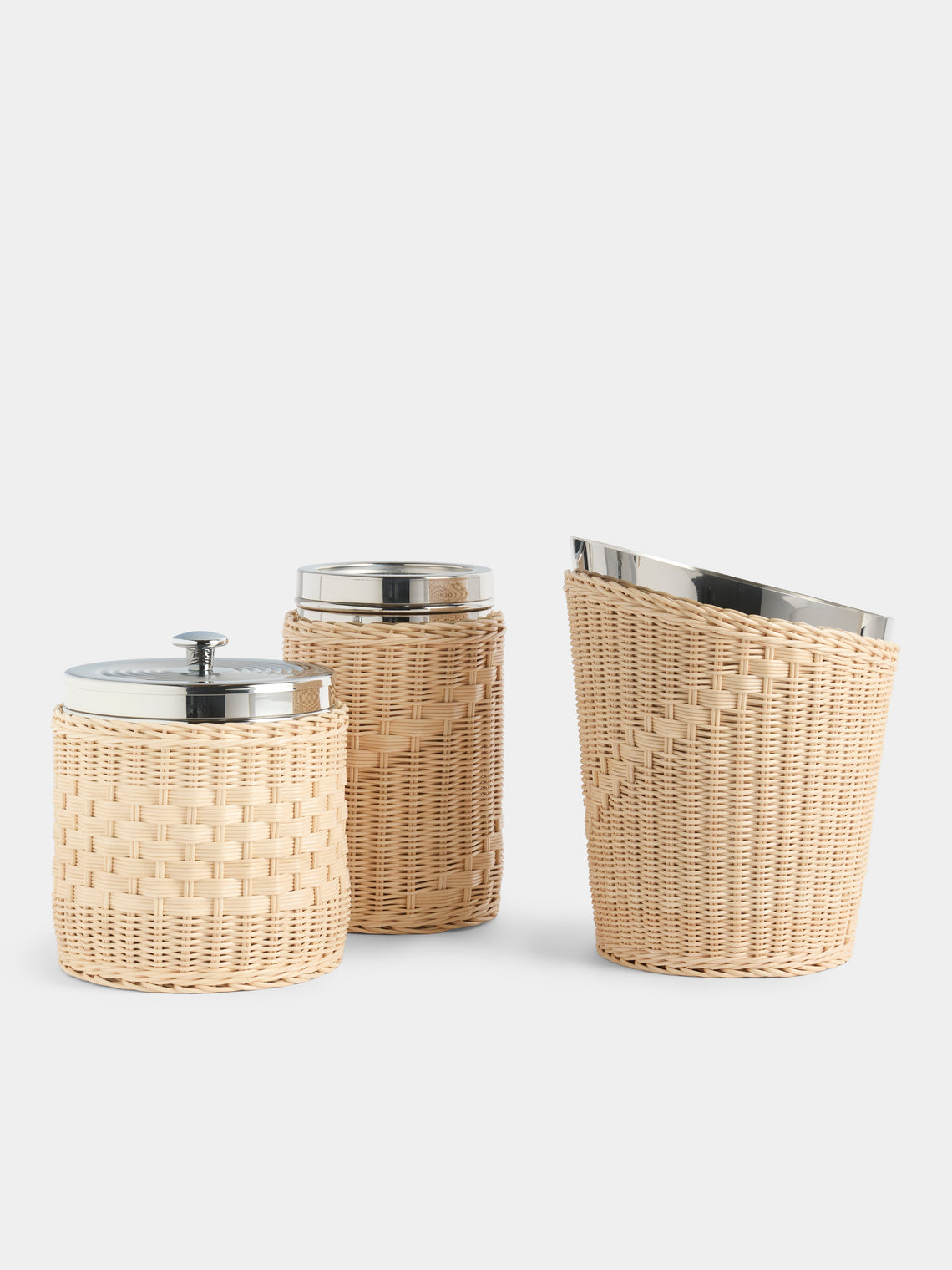 Mila Maurizi - Iris Handwoven Wicker and Steel Barware Collection - Beige - ABASK - 