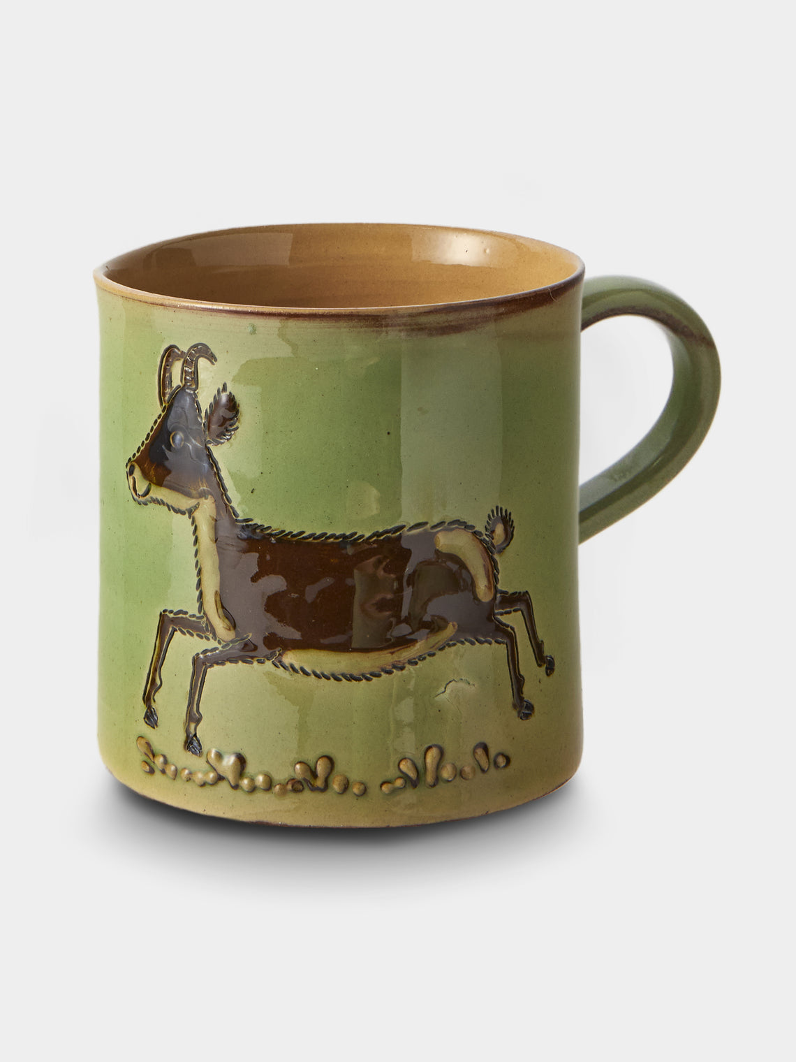 Poterie d’Évires - Animals Hand-Painted Ceramic Mugs (Set of 4) - Green - ABASK