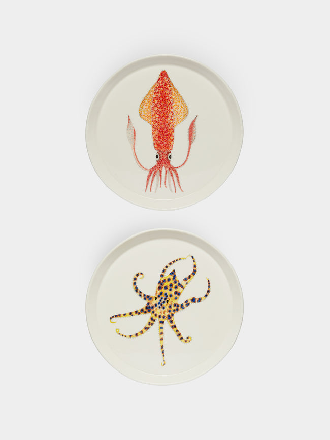 Casa Adams - Mollusc Hand-Painted Porcelain Dinner Plates (Set of 4) -  - ABASK - 