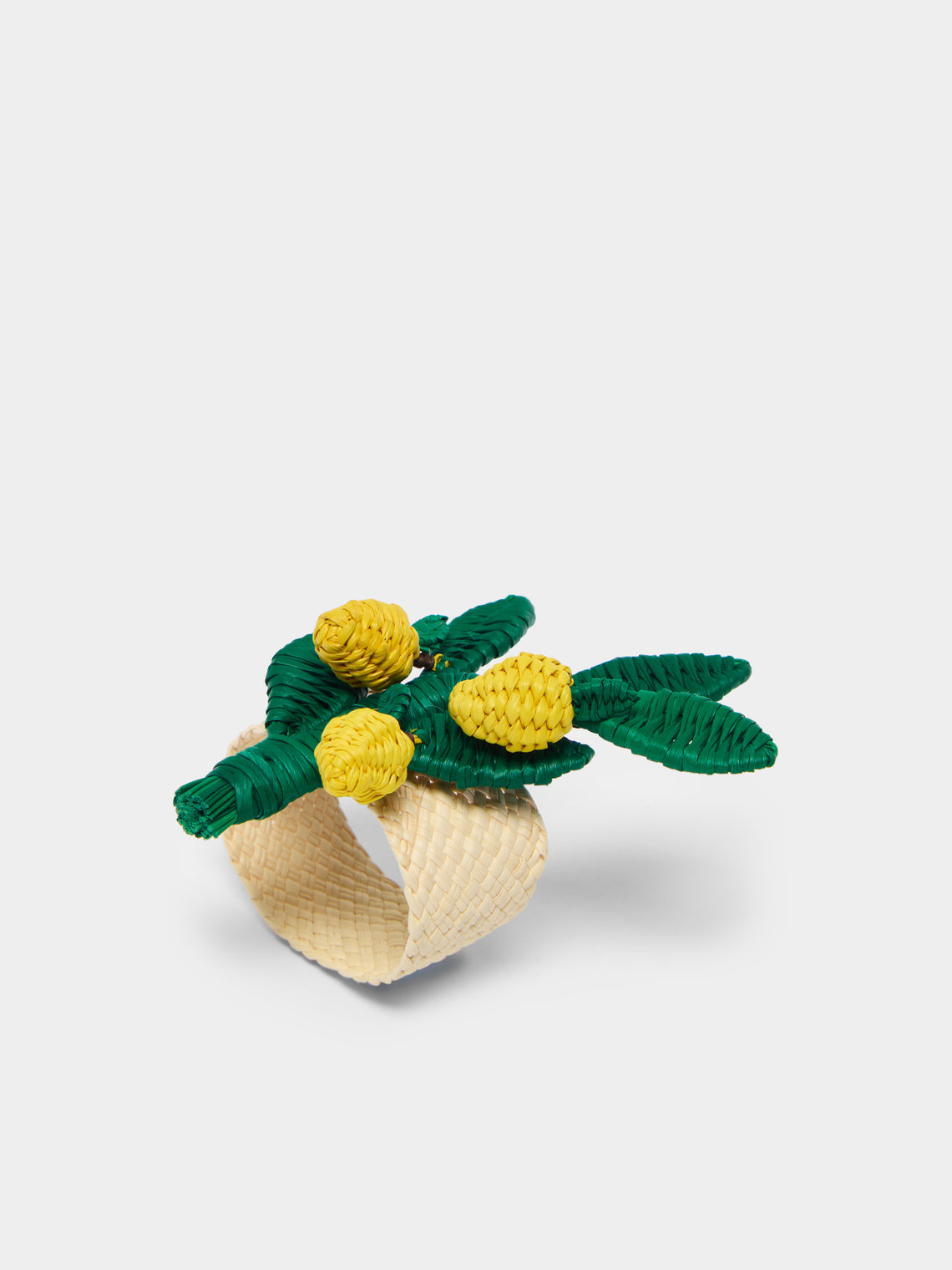 Lemon Branch Handwoven Iraca Palm Napkin Rings (Set of 4)