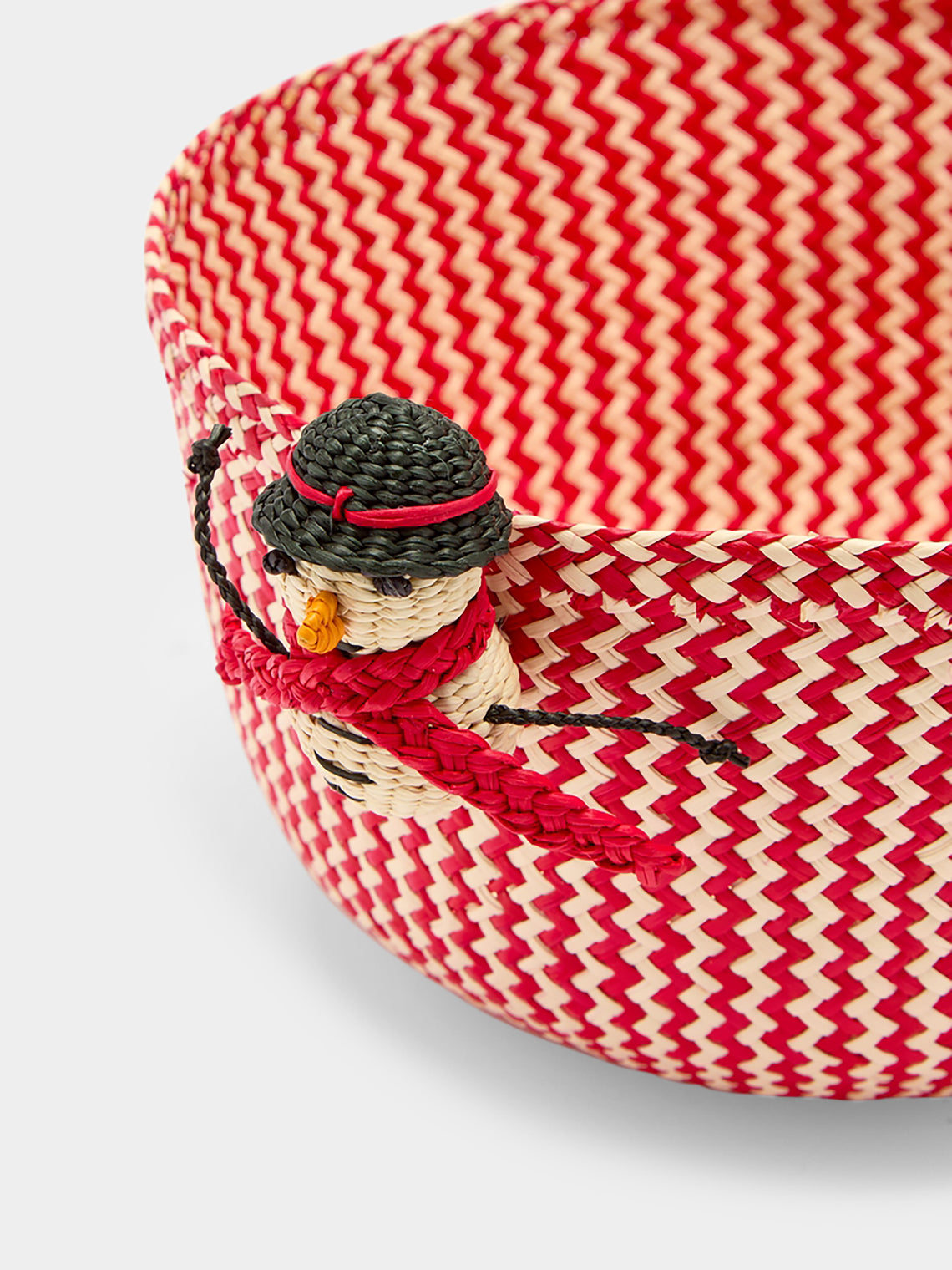 Coro Cora - Snowmen Handwoven Iraca Palm Bread Baskets (Set of 2) -  - ABASK