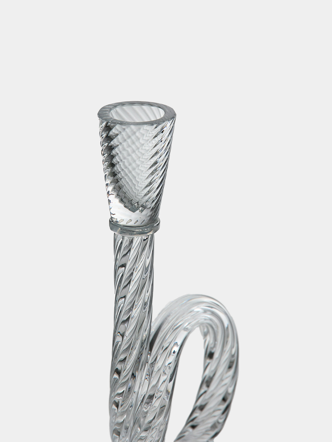 Aina Kari - Venetian Knot Hand-Blown Murano Glass Candlestick Holder - Clear - ABASK