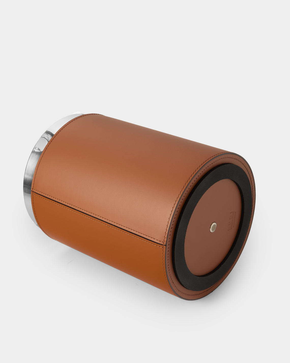 RUDI - Perry Leather Lidded Wastepaper Bin - Brown - ABASK