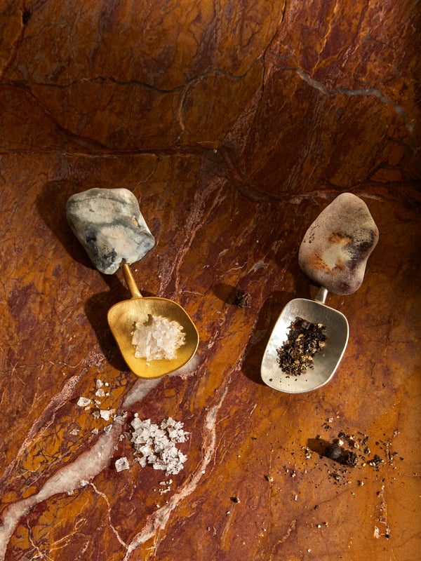 Thalia Maria Silver - Sterling Silver and Pebble Salt & Pepper Spoons (Set of 2) - Silver - ABASK