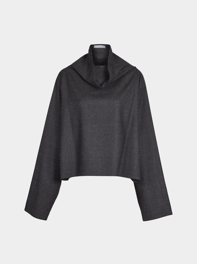Dusan - Batwing Wool Flannel Short Oversized Top | One Size - Gray - ABASK - 