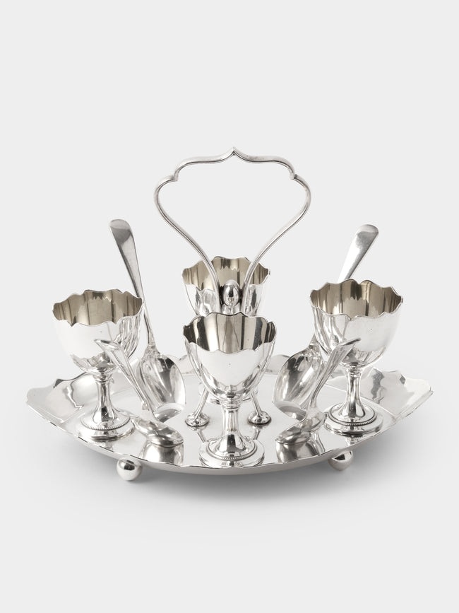 Antique and Vintage - Mid-Century Silver-Plated Egg Serving Set - Silver - ABASK - 