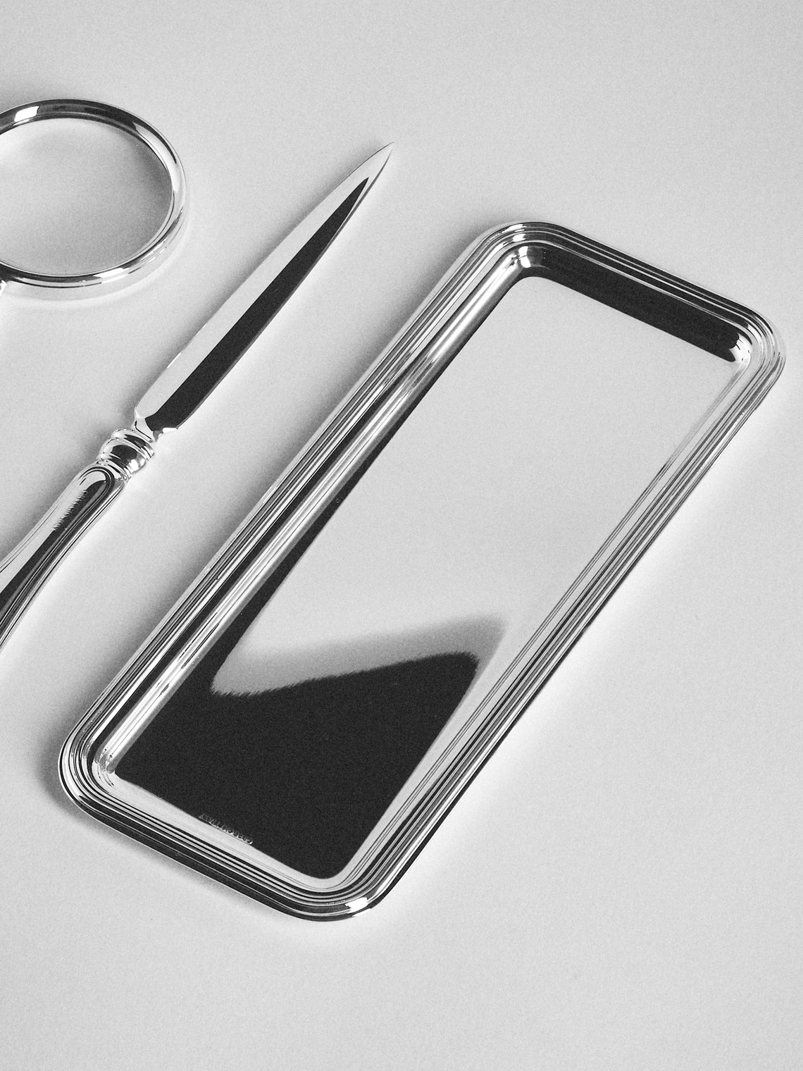 Greggio - English Silver-Plated Pen Tray - Silver - ABASK