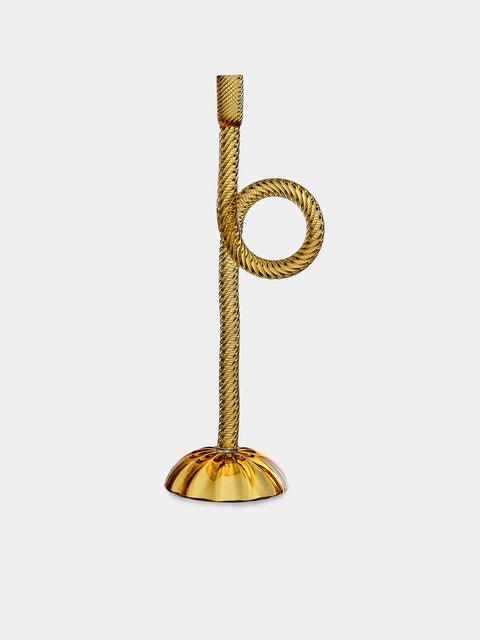 Aina Kari - Venetian Knot Hand-Blown Murano Glass Candlestick Holder - Yellow - ABASK - 
