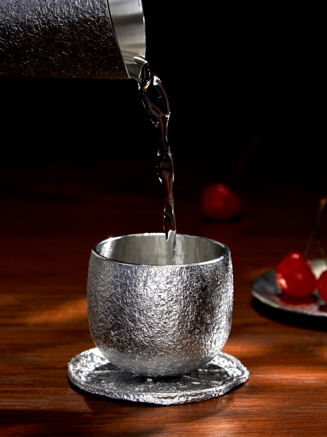 Seikado - Tokkuri Textured Pewter Sake Cup - Silver - ABASK