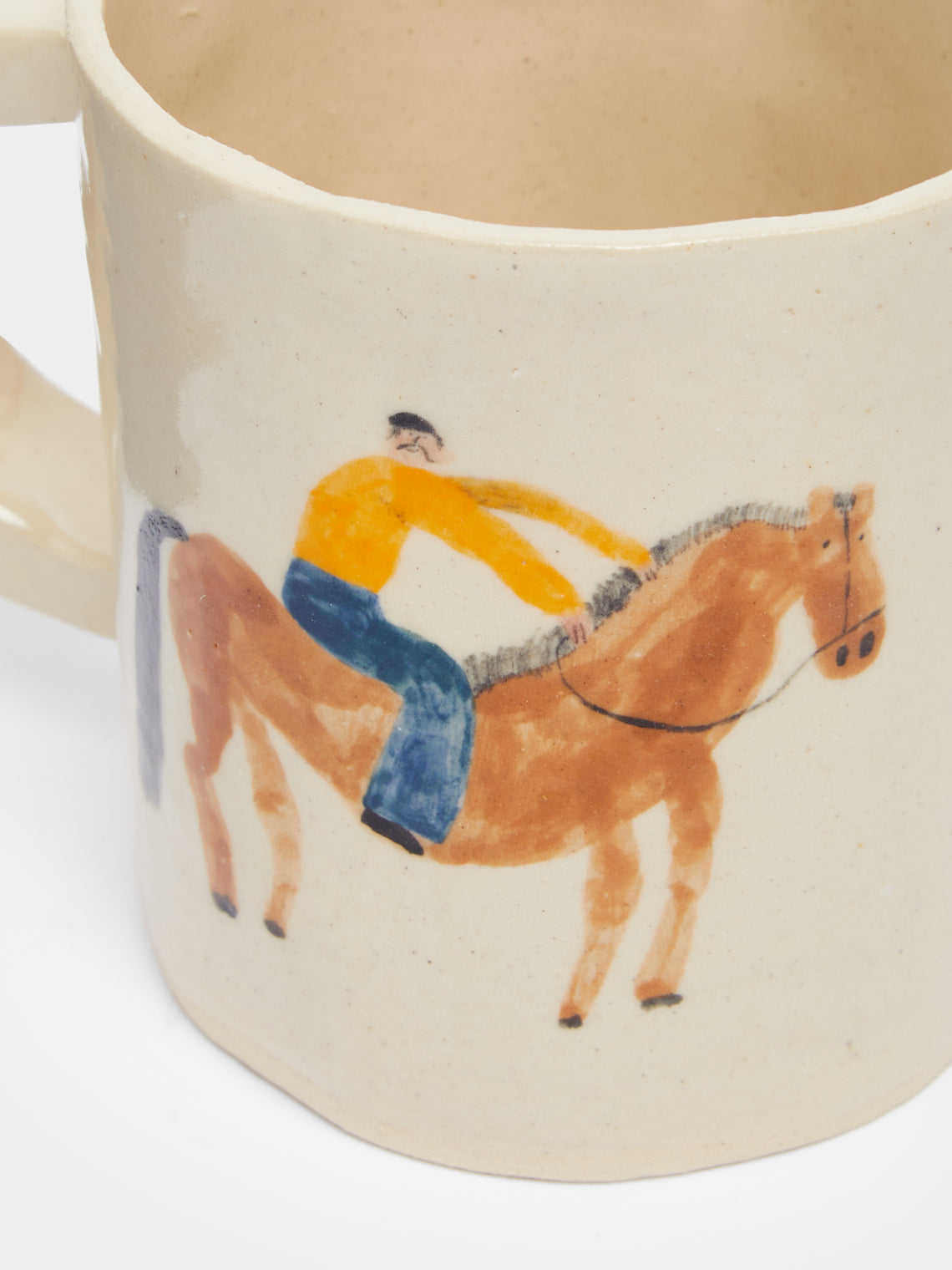Man on Horse Hand-Painted Ceramic Mug
