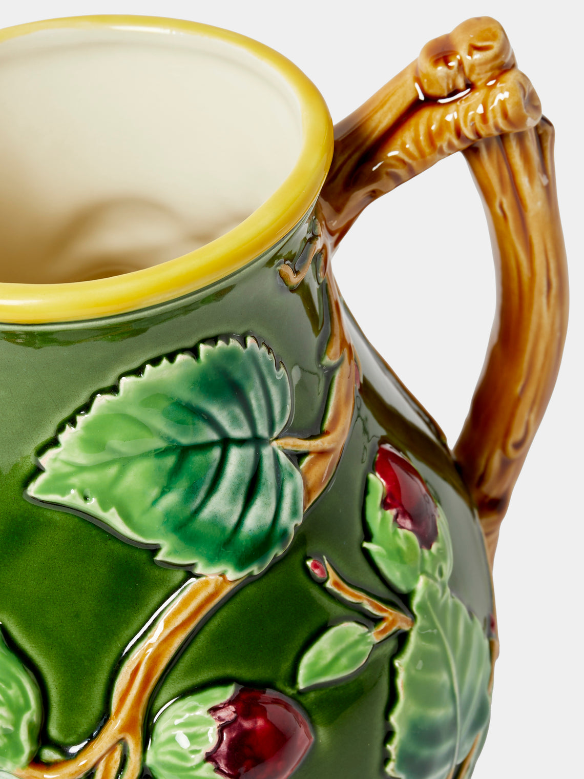 Verdolini - Buds Hand-Painted Majolica Ceramic Pitcher - Green - ABASK