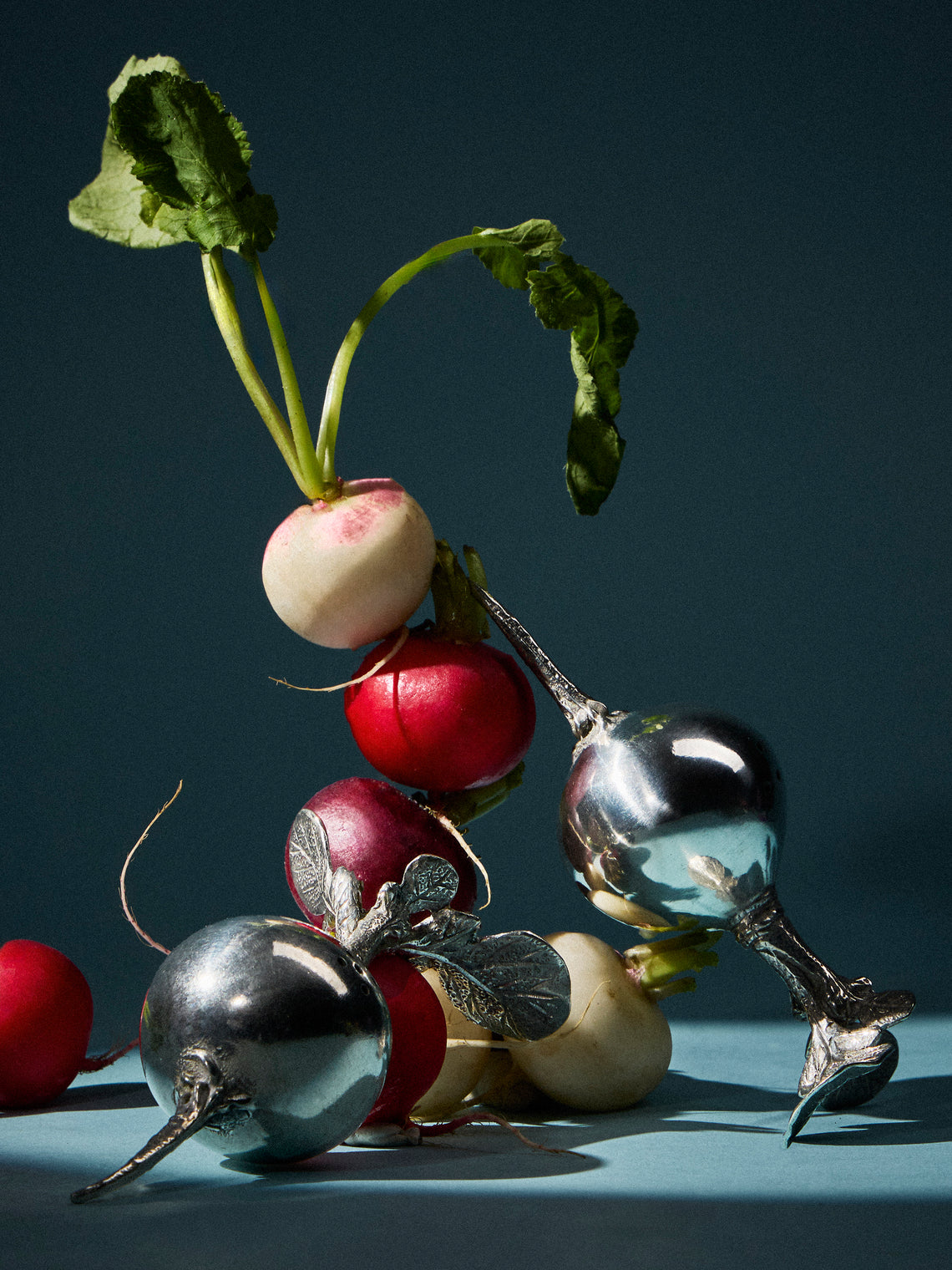 Au Bain Marie - | Set of 2 | Radish Pewter Salt and Pepper Shakers - Silver - ABASK