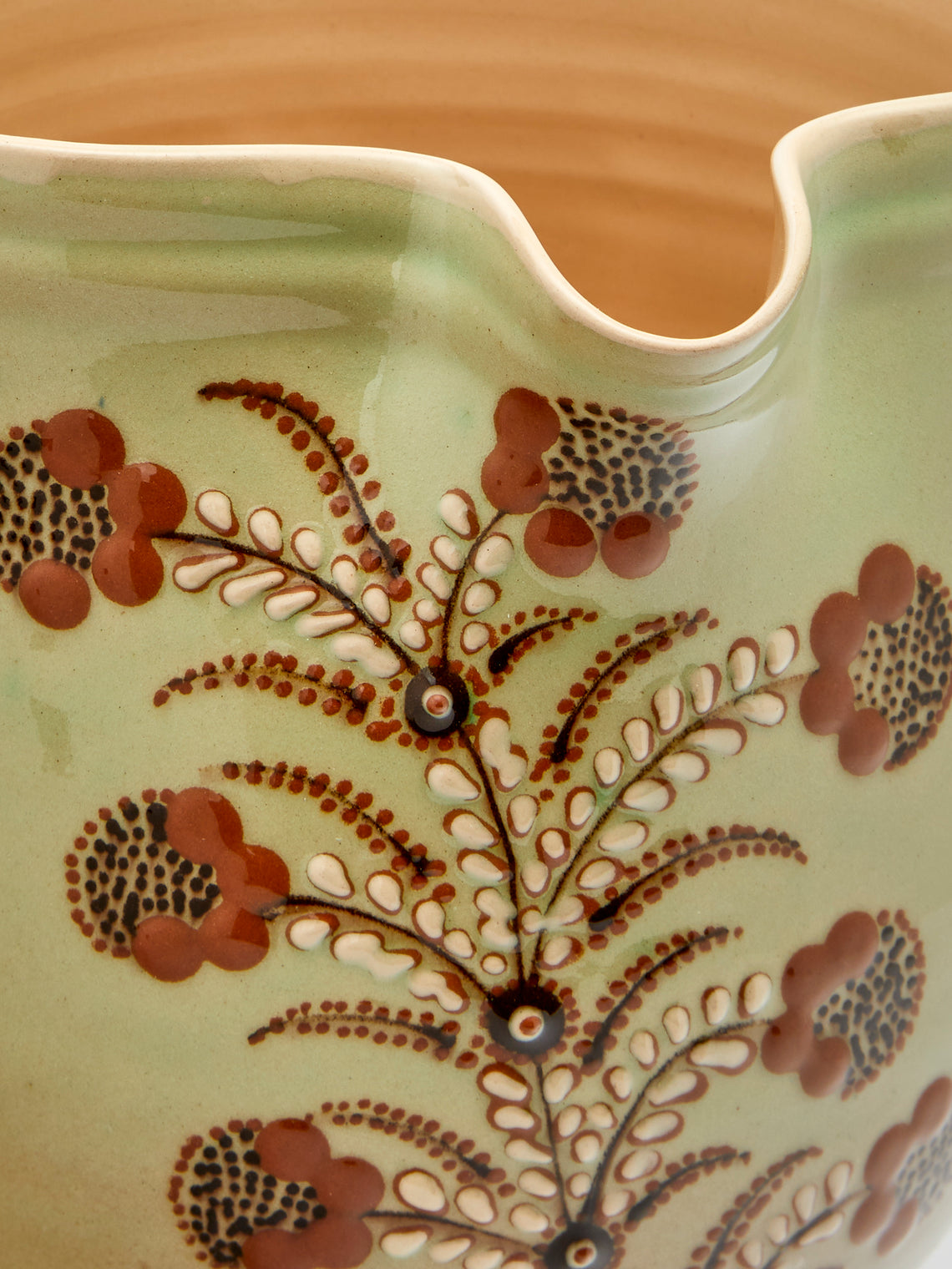 Poterie d’Évires - Flowers Hand-Painted Ceramic Extra Large Jug - Green - ABASK