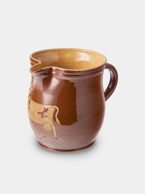 Poterie d’Évires - Cows Hand-Painted Ceramic Medium Jug - Light Brown - ABASK - 
