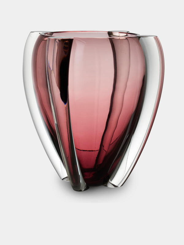 Antique and Vintage - 1980s Venini Crystal Vase (12in/30.5cm) - Red - ABASK - 