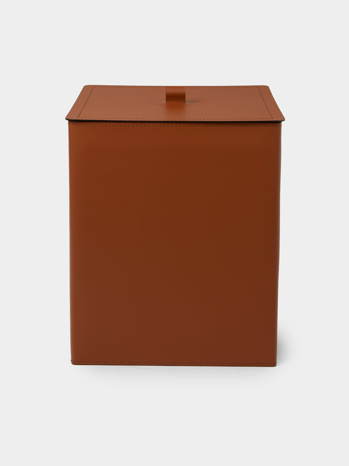 RUDI - Bino Leather Square Lidded Wastepaper Bin - Tan - ABASK - 