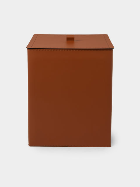 RUDI - Bino Leather Square Lidded Wastepaper Bin - Tan - ABASK - 