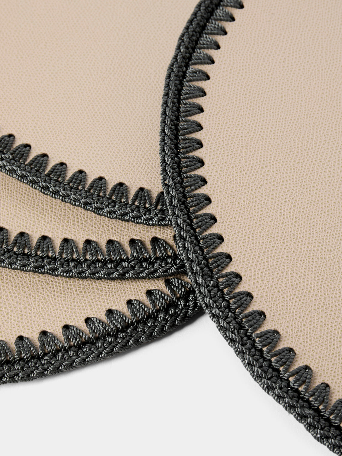Pigment France - Rochelle Leather and Crochet Placemats (Set of 4) - Beige - ABASK