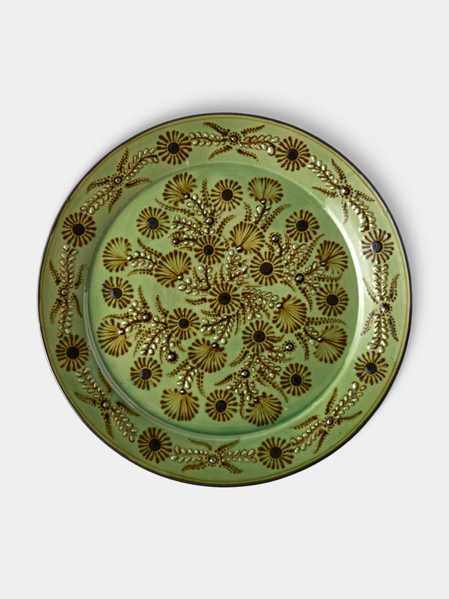 Poterie d’Évires - Flowers Hand-Painted Ceramic Round Platter - Green - ABASK - 