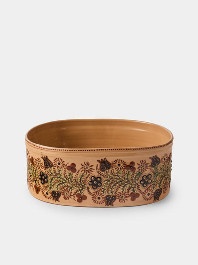 Poterie d’Évires - Flowers Hand-Painted Ceramic Oval Dish - Cream - ABASK - 