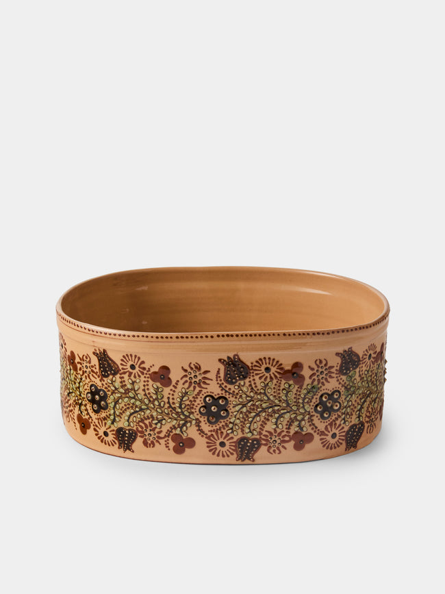 Poterie d’Évires - Flowers Hand-Painted Ceramic Oval Dish - Cream - ABASK - 