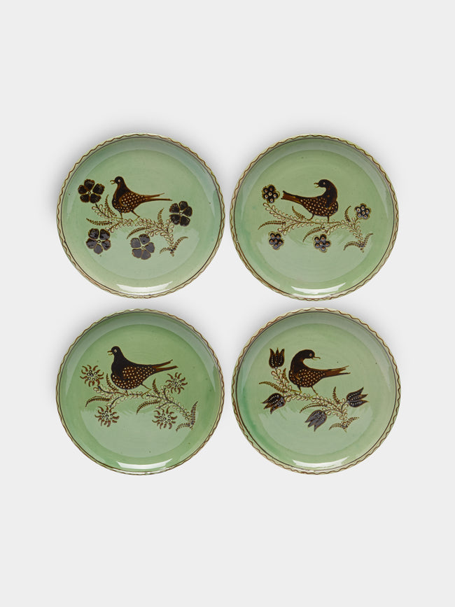 Poterie d’Évires - Birds Hand-Painted Ceramic Dinner Plates (Set of 4) -  - ABASK - 