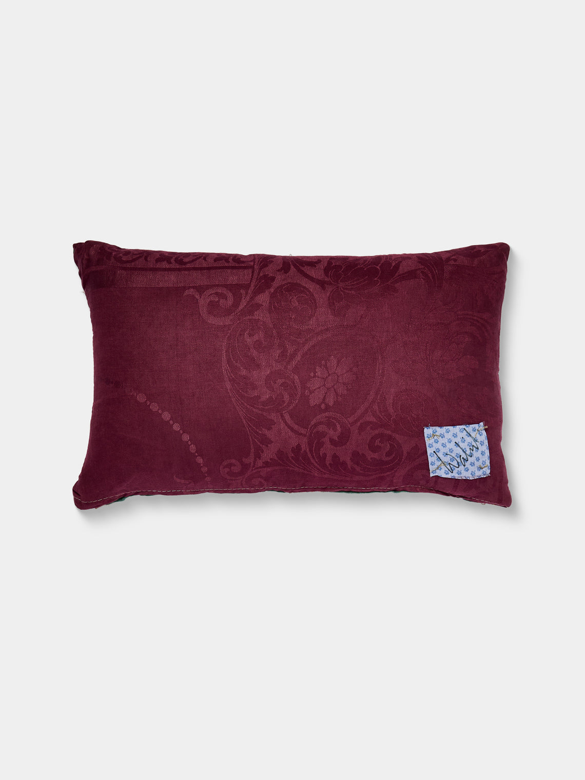 By Walid - 19th-Century Needlepoint Wool and Damask Pillow (19.5in/50cm) - Multiple - ABASK