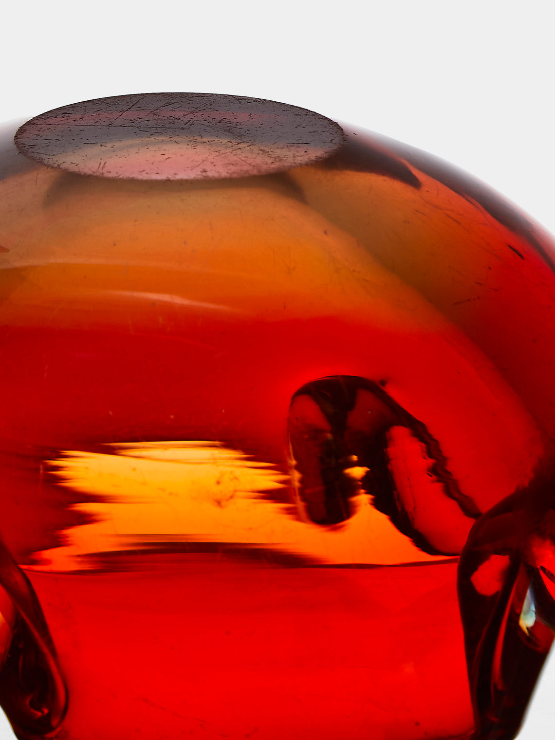 Antique and Vintage - Mid-Century Glass Ashtray - Red - ABASK