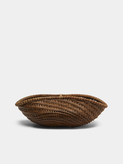 Junpei Kawaguchi - Hand-Braided Rattan Flower Basket with Handle - Brown - ABASK - 