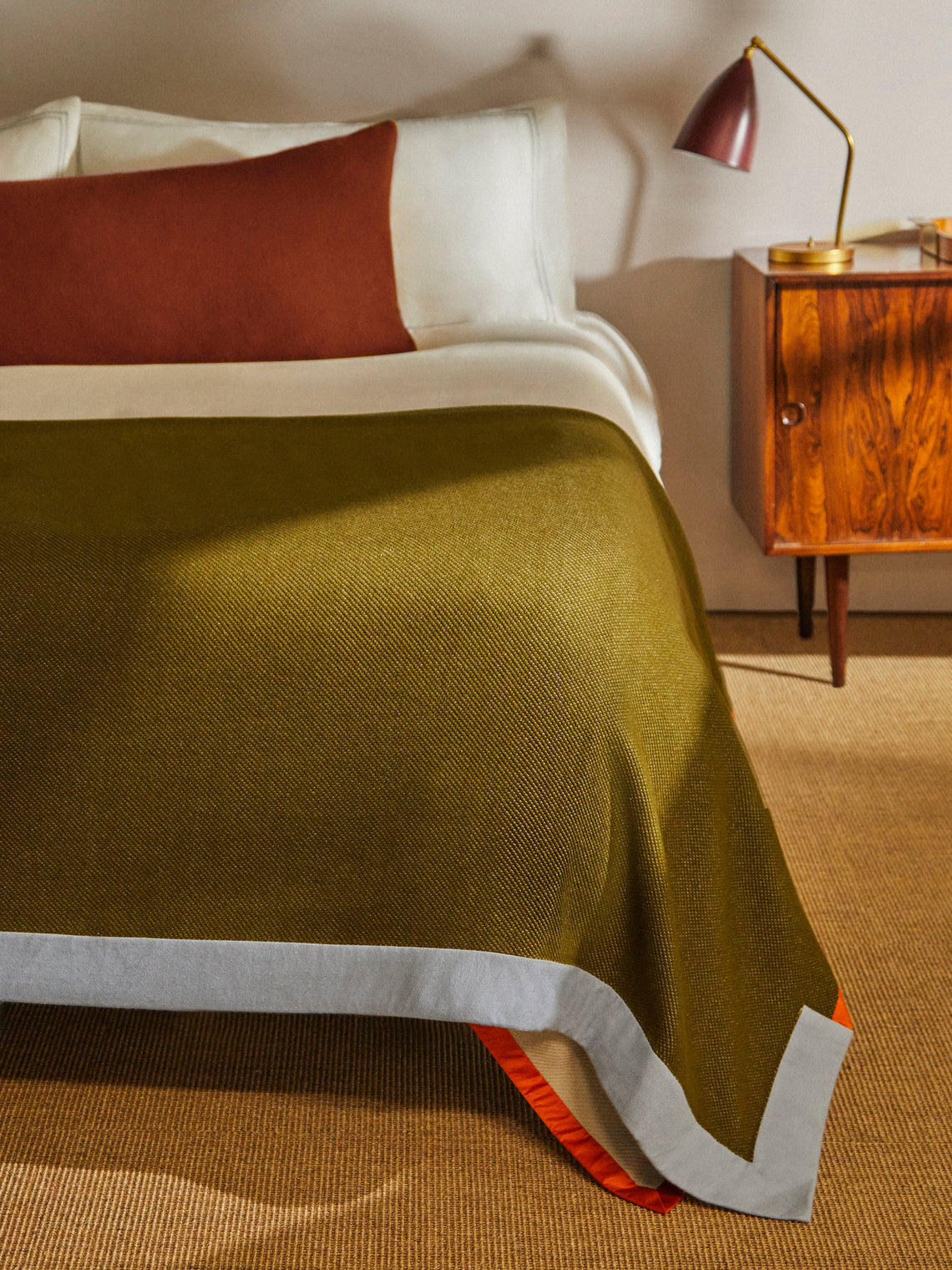 Studio Shamshiri x ABASK - Handwoven Cashmere Irregular-Border Extra Large Blanket (118in/3m x 98.5in/2.5m) - Green - ABASK