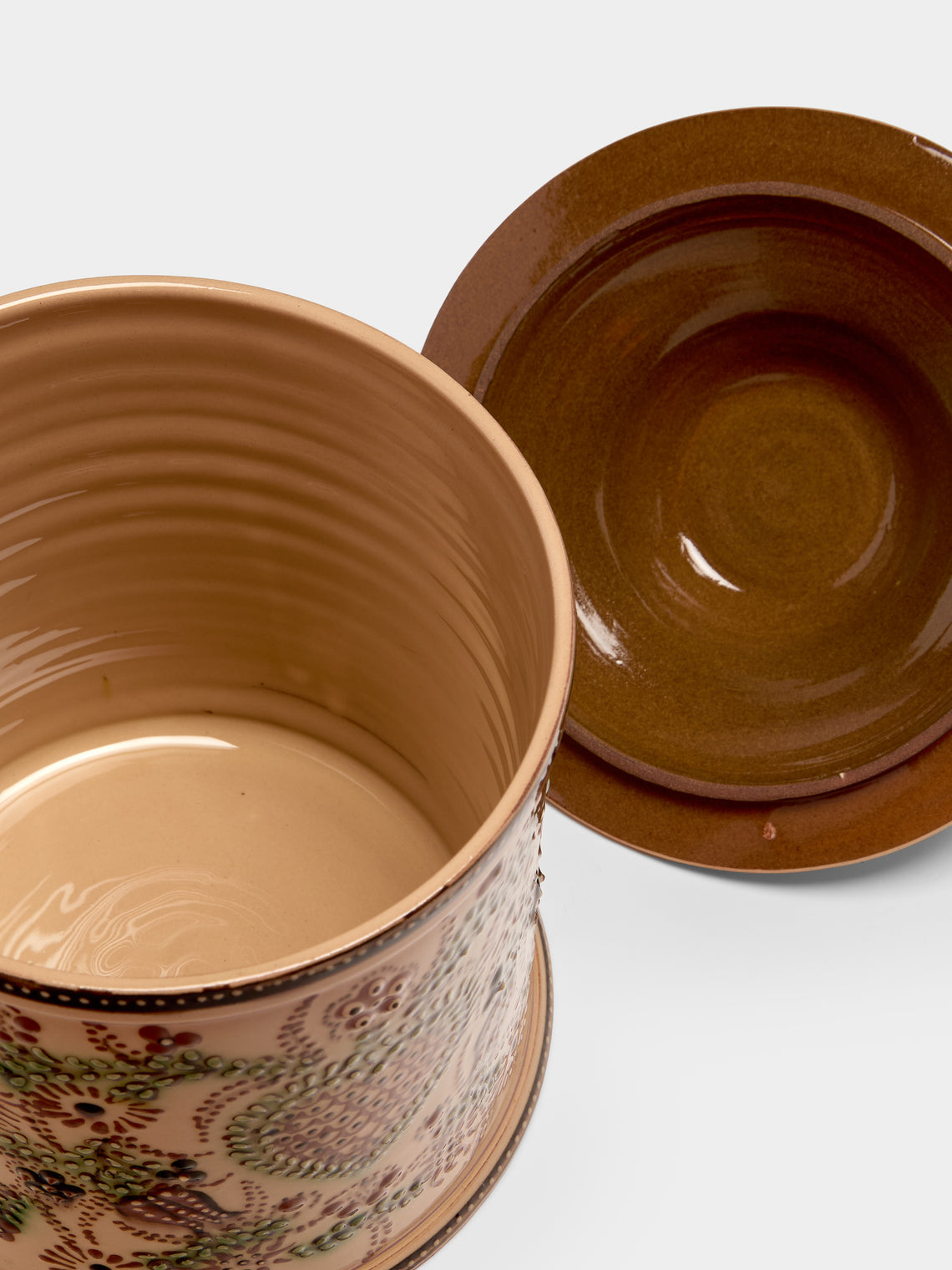 Poterie d’Évires - Flowers Hand-Painted Ceramic Medium Lidded Pot - Cream - ABASK