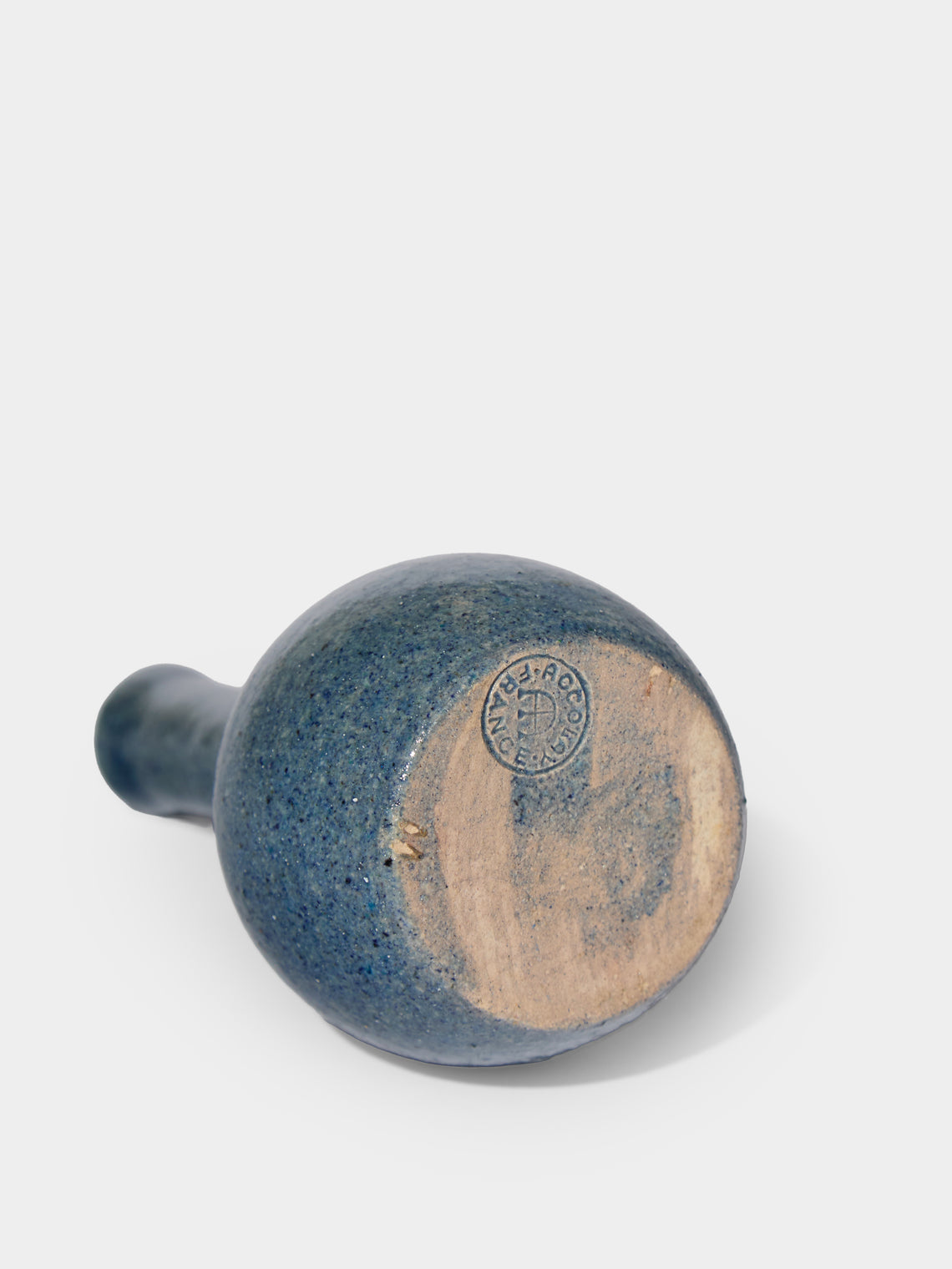 Antique and Vintage - Mid-Century Accolay Ceramic Vase (7in/18cm) - Blue - ABASK