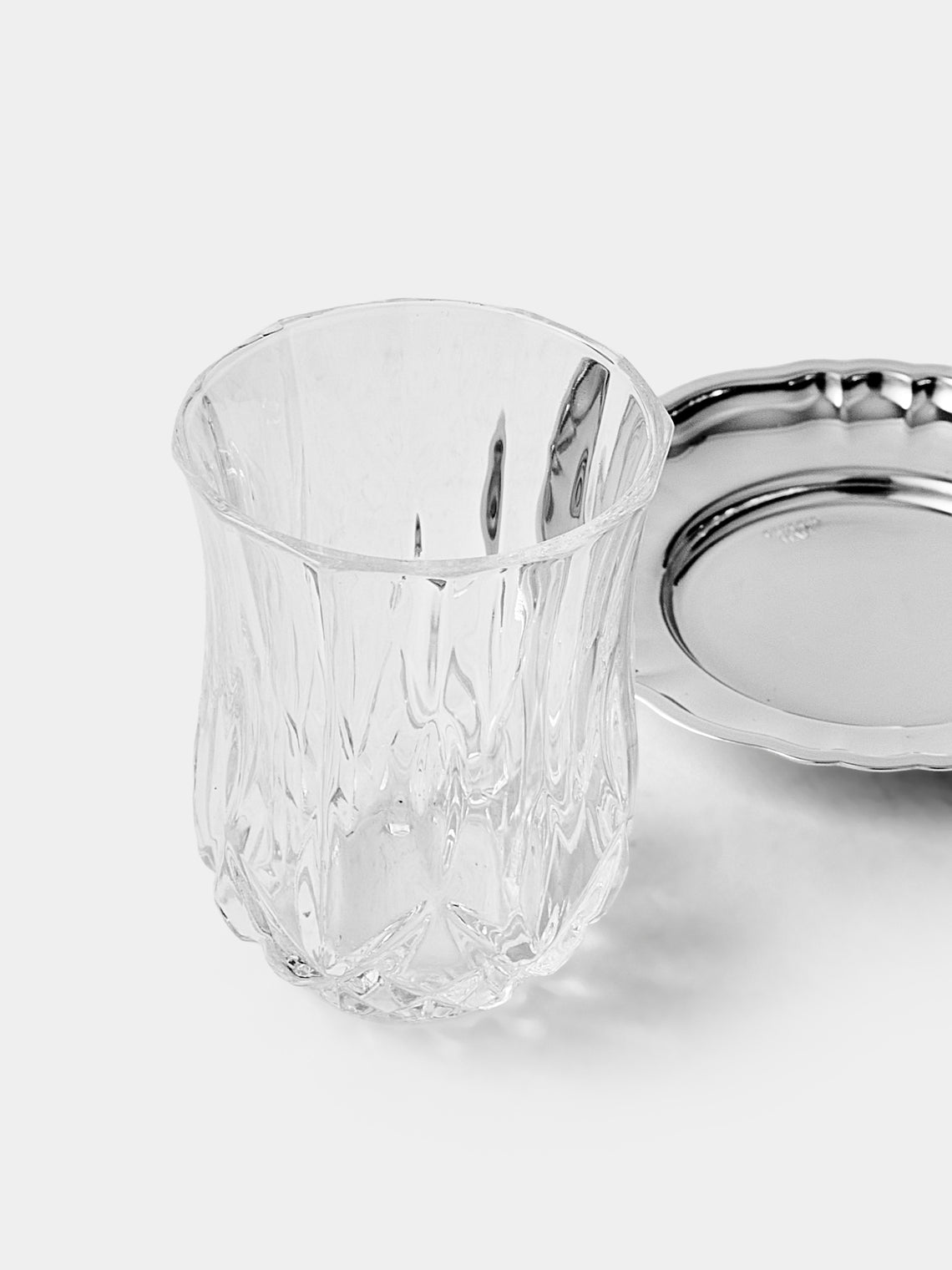 Greggio - Silver-Plated Crystal Glasses with Saucers - Silver - ABASK
