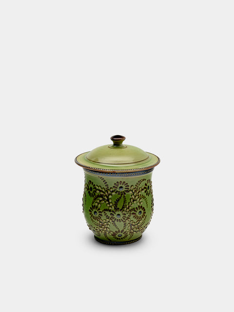 Poterie d’Évires - Flowers Hand-Painted Ceramic Mini Lidded Pot - Green - ABASK - 