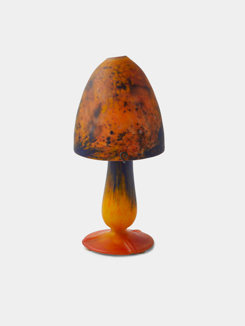 Antique and Vintage - Early-20th-Century Art Nouveau Mushroom Glass Table Lamp - Orange - ABASK - 