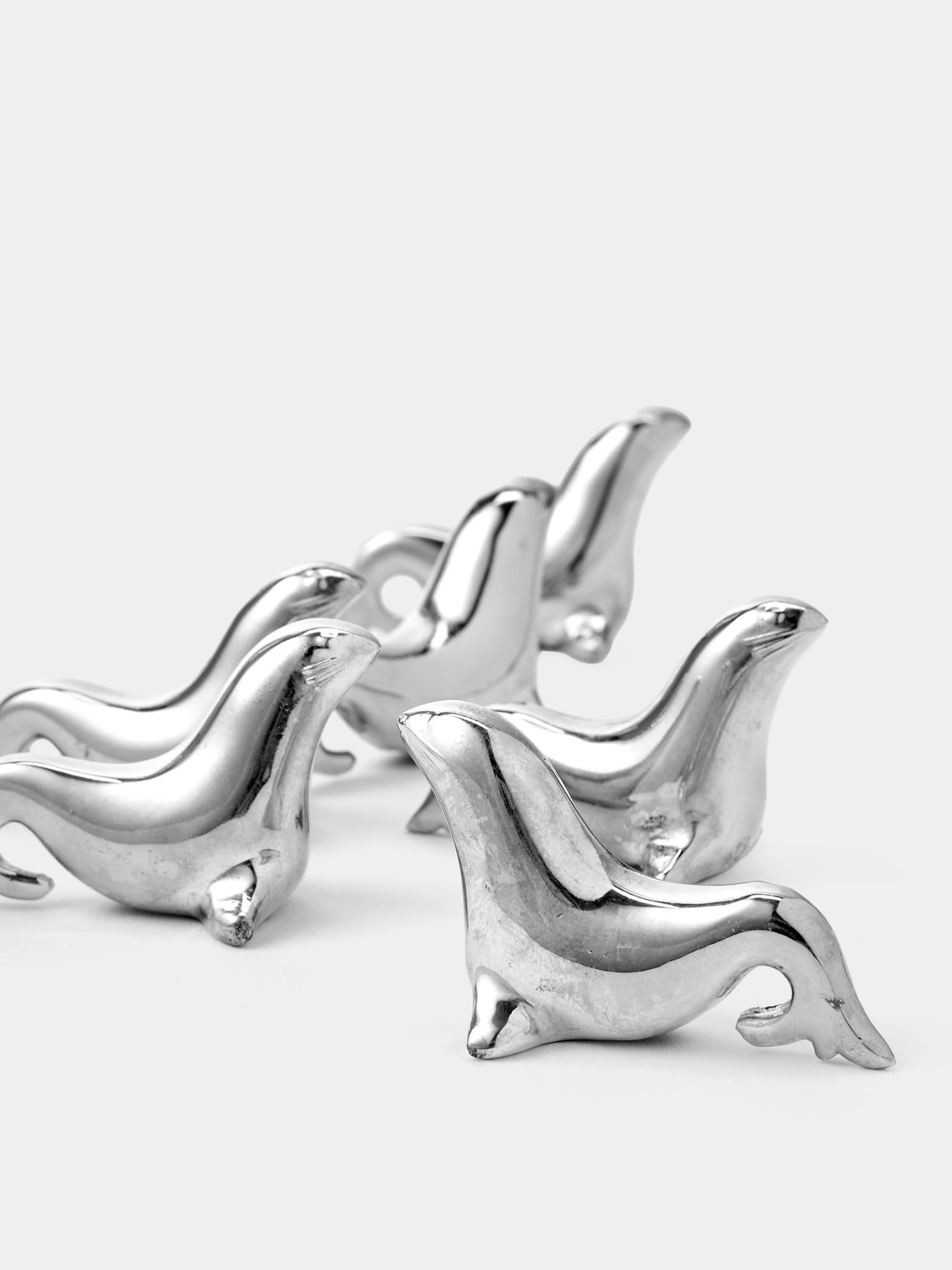 Antique and Vintage - Mid-Century Seals Silver-Plated Knife Rests (Set of 6) - Silver - ABASK