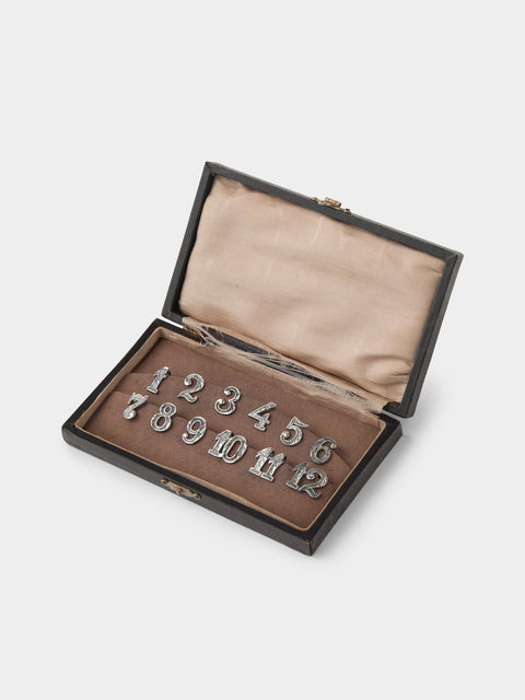 Antique and Vintage - 1915 Sterling Silver Numbered Glass Toppers (Set of 12) - Silver - ABASK - 