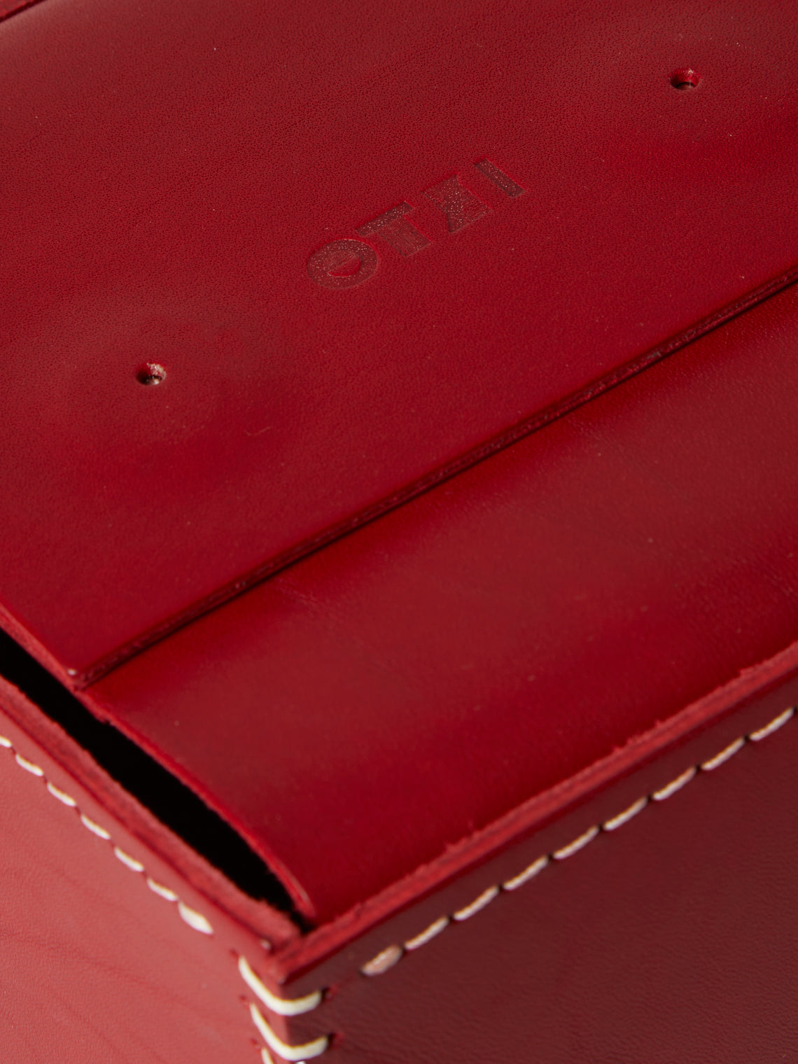 Otzi Studio - Eyelet Leather Tissue Box - Red - ABASK