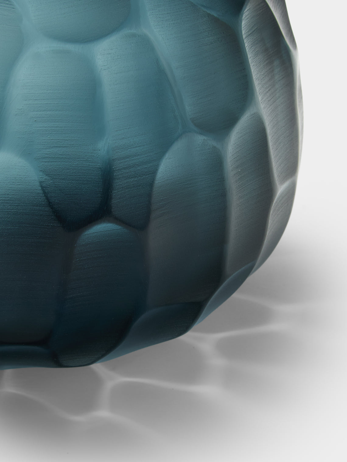 Micheluzzi Glass - Riccio Oceano Bamboo Hand-Blown Murano Glass Vase (7in/18cm) - Blue - ABASK