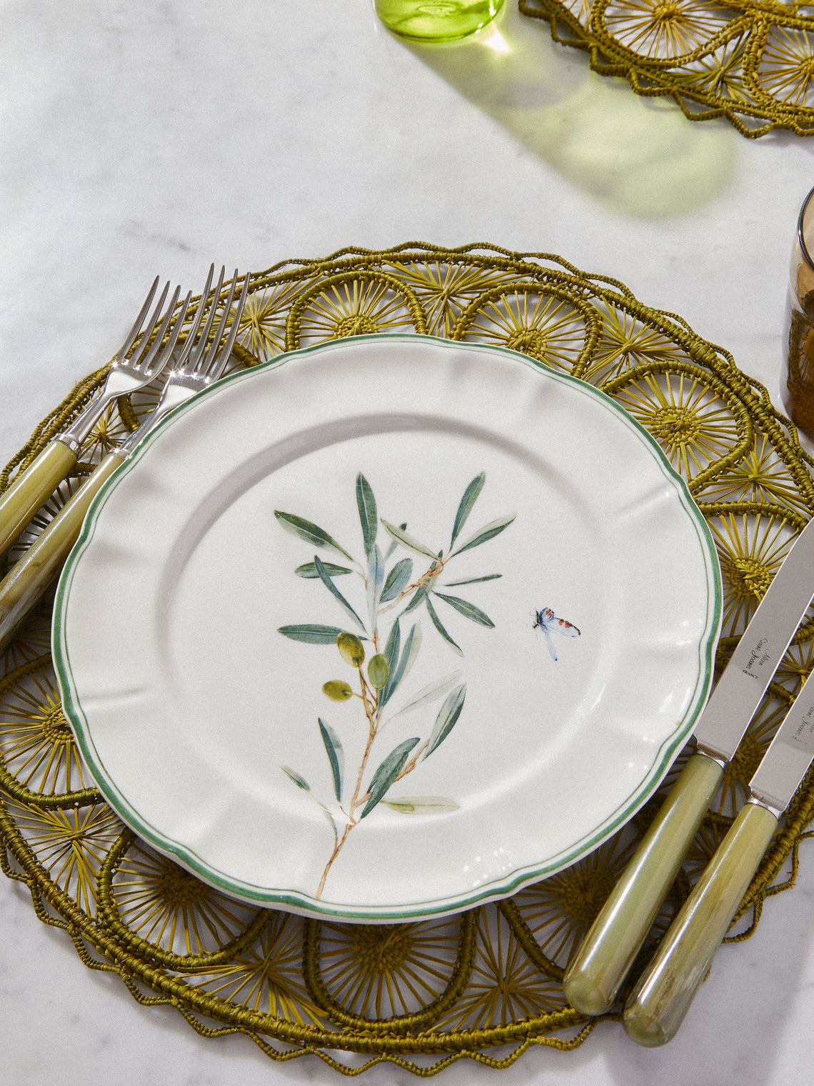 Laboratorio Paravicini - | Set of 6 | Ulivi Ceramic Dinner Plates (10in/26cm) - Green - ABASK