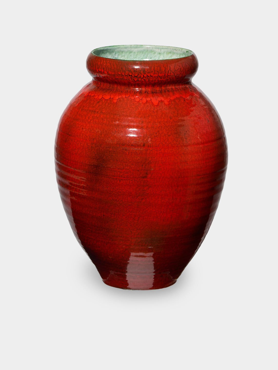 Antique and Vintage - Mid-Century Accolay Ceramic Vase - Red - ABASK - 