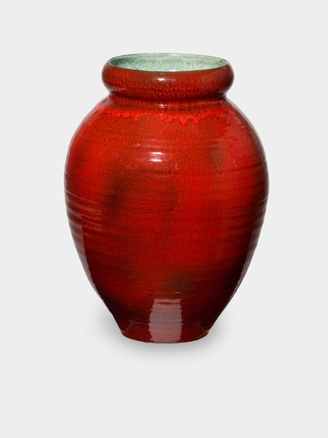 Antique and Vintage - Mid-Century Accolay Ceramic Vase - Red - ABASK - 