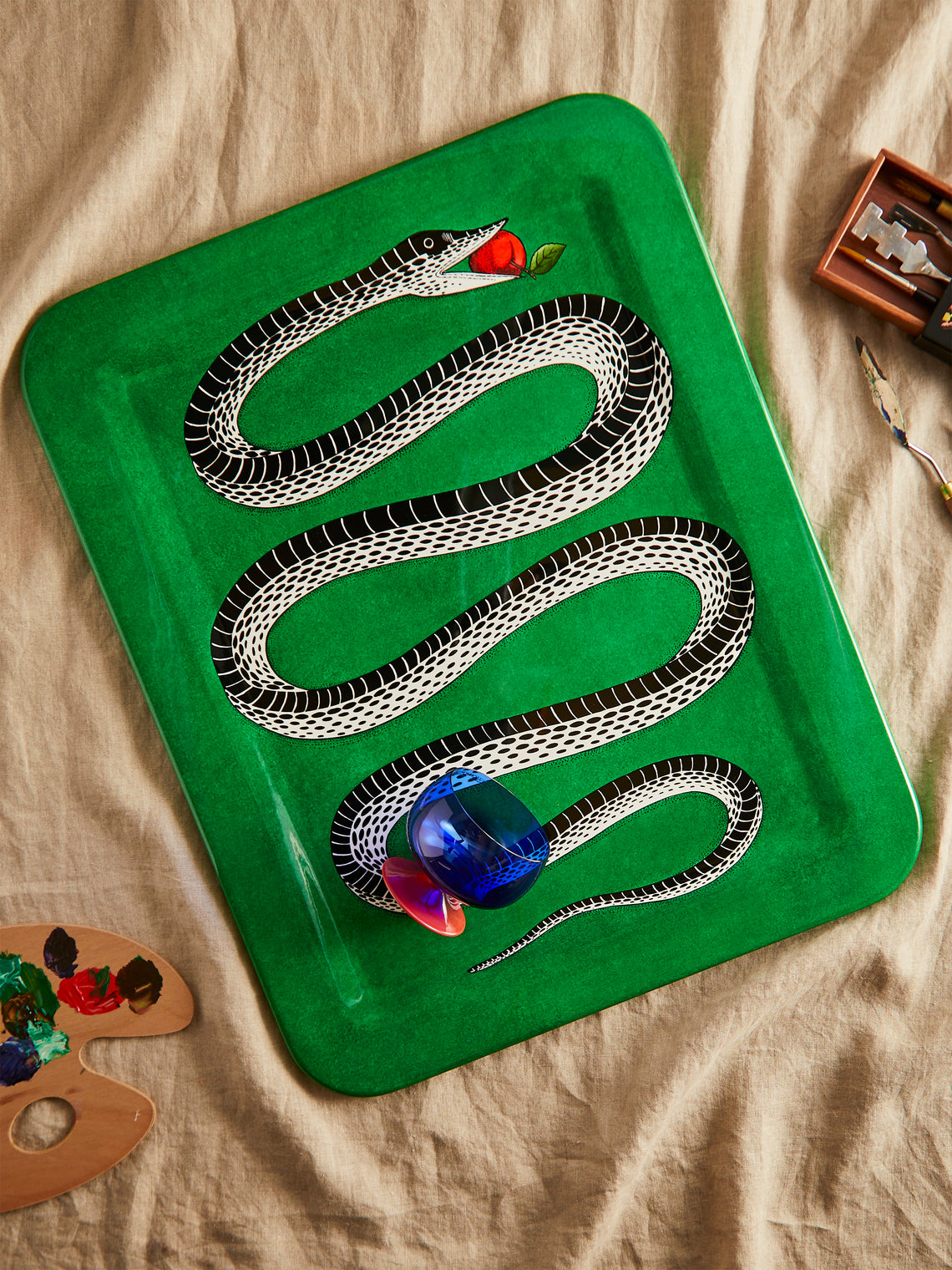 Fornasetti - Serpente Wood Tray - Green - ABASK