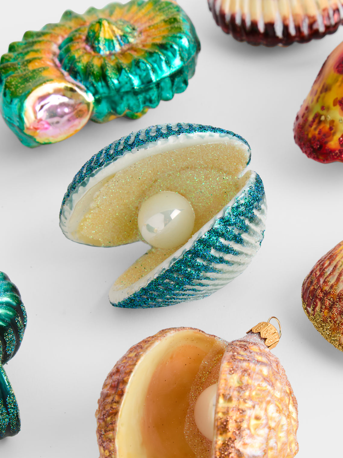 ABASK Decorations - Seashells Hand-Blown Glass Baubles (Set of 8) - Multiple - ABASK