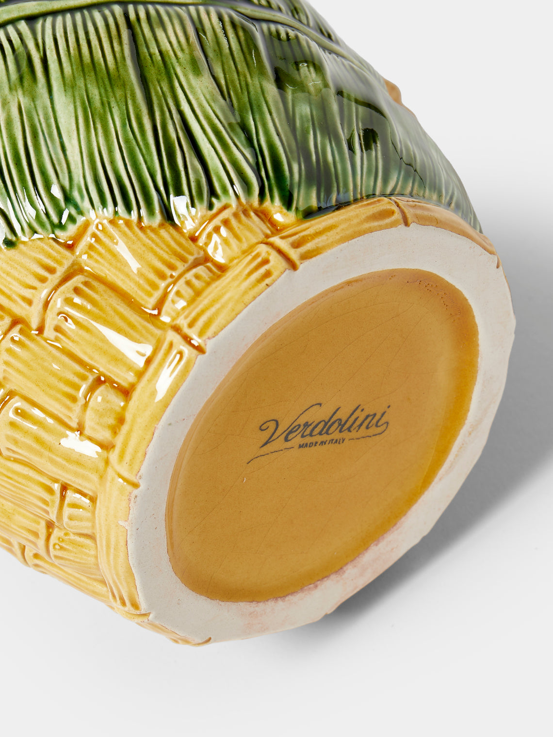 Verdolini - Bamboo and Fern Hand-Painted Majolica Ceramic Pitcher - Yellow - ABASK