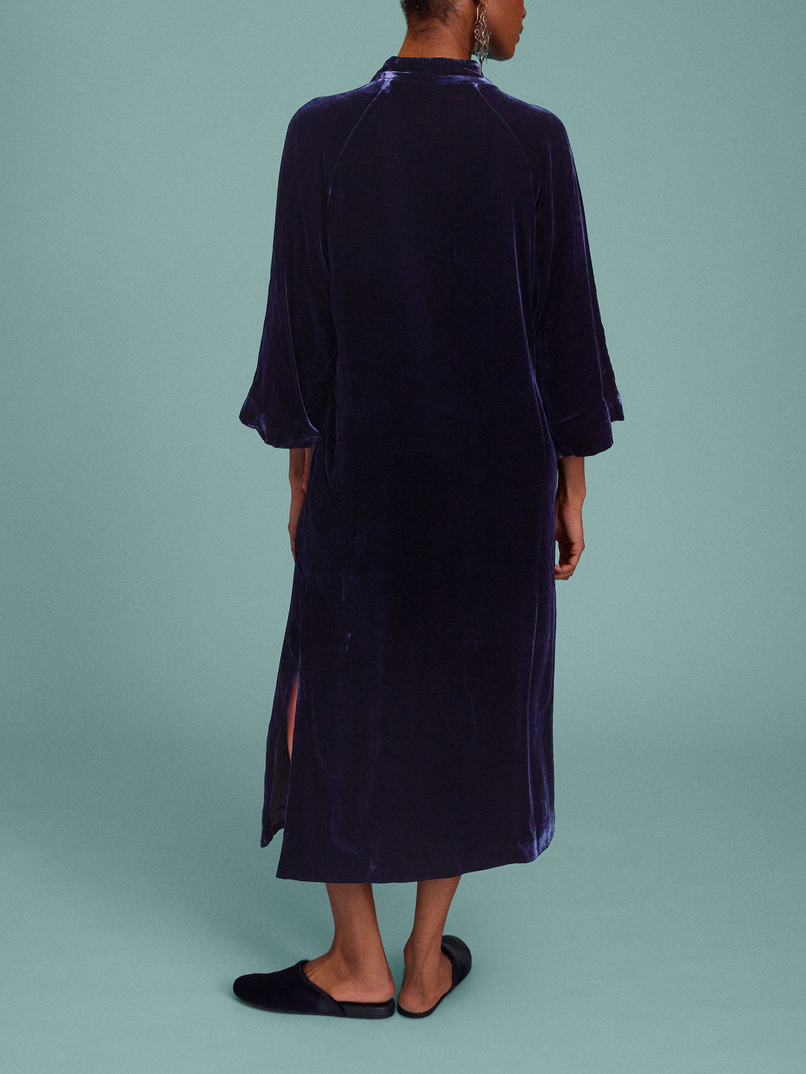Yali Milano - Velvet Light Robe - Navy - ABASK