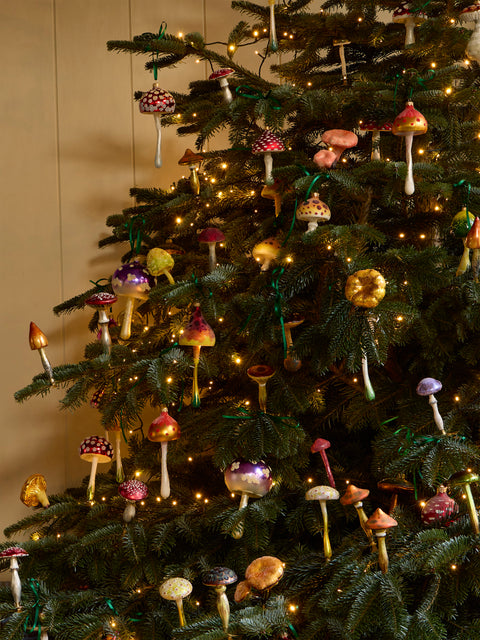 ABASK Decorations - Fairytale Mushrooms Hand-Blown Glass Clip-On Tree Decorations (Set of 8) - Red - ABASK