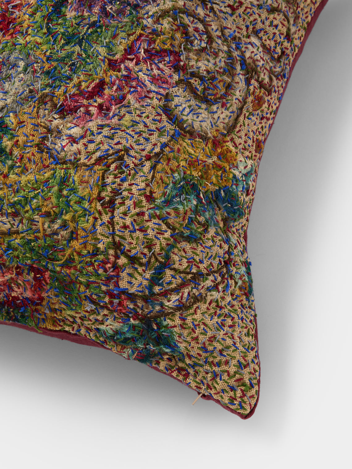 By Walid - 19th-Century French Needlepoint Damask Cushion (23in/58cm) - Multiple - ABASK