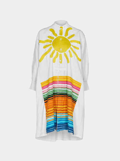 Kilometre Paris - The Sun Rainbow Hand-Embroidered Linen Dress | One Size -  - ABASK - 